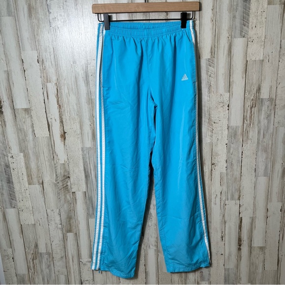 Adidas Y2K Vintage 3 Stripes Blue Track Pant Baggy Ankle Zip Womens Small - Picture 1 of 7